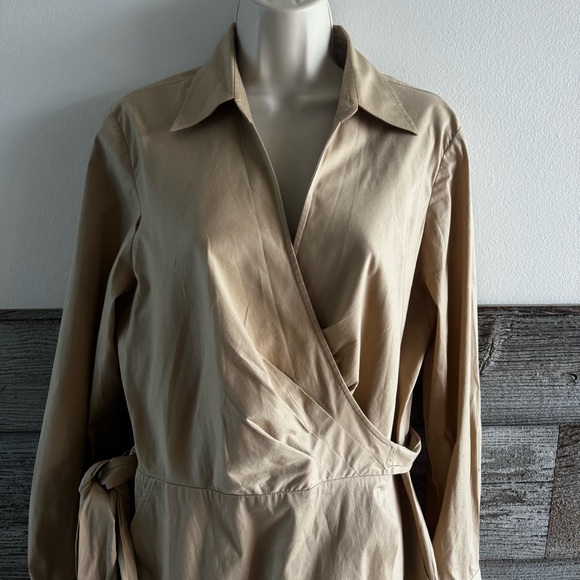 Lauren Ralph Lauren - Stretch-Cotton Blend Wrap Shirtdress Size 14 - Picture 2 of 8